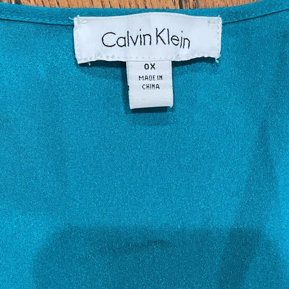 Calvin Klein Teal Zip-Front Blouse - Picture 9 of 10